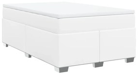 vidaXL Κρεβάτι Boxspring με Στρώμα Λευκό 120x190εκ.από Συνθετικό Δέρμα