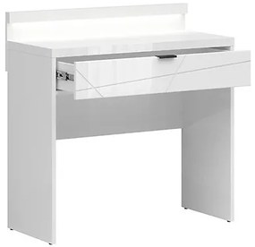 Τραπέζι γραφείου Boston CE120, Με συρτάρια, Αριθμός συρταριών: 1, 75x90x40cm, 30 kg, Γυαλιστερό λευκό, Άσπρο | Epipla1.gr