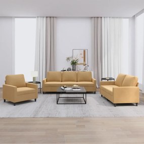 VidaXL Πολυθρόνες Σετ 3 Τεμαχίων Καφέ από Βελούδο με Μαξιλάρια