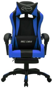 vidaXL Καρέκλα Racing με Φωτισμό RGB LED Μπλε/Μαύρο Συνθετικό Δέρμα