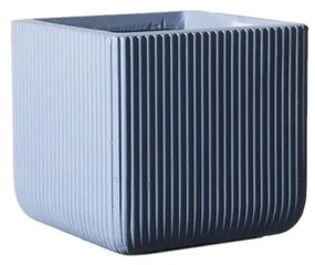 Γλάστρα Πήλινη Τετράγωνη Stripe Μπλε L 37x37x33 εκ. C-1050-8 Supergreens-C-1050-8-Μπλε C-1050-8