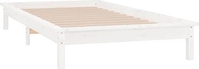 vidaXL Πλαίσιο Κρεβατιού LED Λευκό 90 x 190 εκ. Μονό Μασίφ Ξύλο