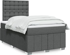 vidaXL Κρεβάτι Boxspring με Στρώμα Σκούρο Γκρι 120x200 εκ. Υφασμάτινο