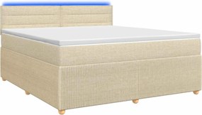vidaXL Κρεβάτι box spring με στρώμα Κρεμ 180 x 200 cm Ύφασμα