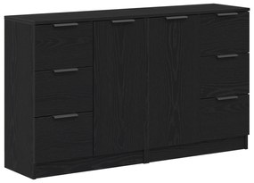 vidaXL Μπουφέδες 2 τμχ Μαύρο Δρυς 60x30x70 εκ Επεξεργασμένο ξύλο
