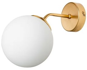 DALPH 203-0033 Vintage Επιτοίχιο Φωτιστικό Απλίκα Μονόφωτο 1 x E27 IP20 Χρυσό Μέταλλο με Λευκό Γυαλί-M15 x Π18 x Υ2 Globostar-20 203-0033