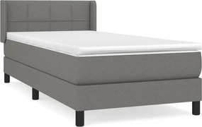 vidaXL Κρεβάτι Boxspring με Στρώμα Σκούρο Γκρι 100x200 εκ. Υφασμάτινο