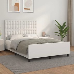 Πλαίσιο Κρεβατιού με Κεφαλάρι Λευκό 140x200 εκ. Συνθετικό Δέρμα - Λευκό