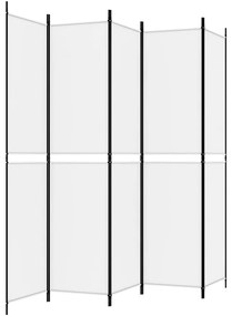 vidaXL Διαχωριστικό Δωματίου με 5 Πάνελ Λευκό 250x220 εκ. από Ύφασμα
