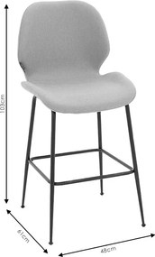 Σκαμπό bar Impel pakoworld μεταλλικό μαύρο-ύφασμα μπεζ