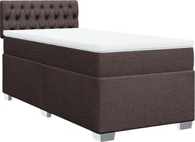 vidaXL Κρεβάτι Boxspring με Στρώμα Σκούρο Καφέ 90x200 εκ. Υφασμάτινο
