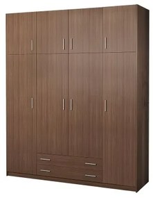 Intrahome Ντουλάπα τετράφυλλη με πατάρι σε καρυδί χρώμα 200x55x240 Intrahomesa-00652463