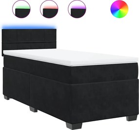 vidaXL Κρεβάτι Boxspring με Στρώμα Μαύρο Single Βελούδινο