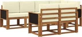 vidaXL Σειρά Καναπέ Εξωτερικού 7 pcs Φυσικό και Κρέμα Πολυεστέρας