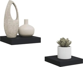 vidaXL Ράφια Τοίχου 2 τεμ. Μαύρα 23x23,5x3,8 εκ. MDF