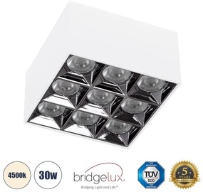 Επίτοιχο Σποτ Downlight LED TrimLess 30W Λευκό Κάτοπτρο Χρωμίου 4500K LUMINAR SUPERIOR 60338 Globostar-60338-Λευκό 60338