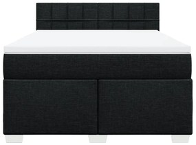 vidaXL Κρεβάτι Boxspring με Στρώμα Μαύρο 140x190 εκ. Υφασμάτινο