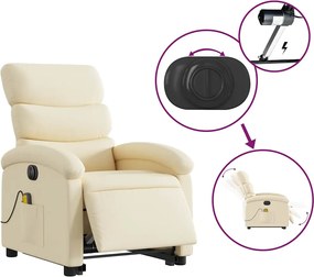 vidaXL Πολυθρόνα Μασάζ Ηλεκ. Ανακλινόμενη με Ανύψωση Κρεμ Υφασμάτινη
