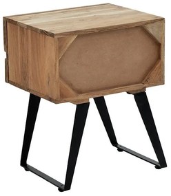 Κομοδίνο Imena μασίφ ξύλο 4εκ φυσικό-μαύρο 45x35x56εκ 45x35x56 εκ.