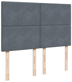 Κρεβάτι Boxspring με Στρώμα Σκούρο Γκρι 140x200 εκ. Βελούδινο - Γκρι