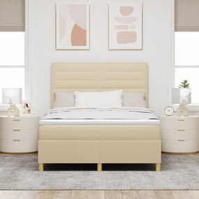 vidaXL Κρεβάτι με Σανίδα και Στρώμα Κρεμ 140x200 εκ Ύφασμα