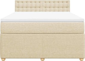 vidaXL Κρεβάτι Boxspring με Στρώμα Κρεμ 140x200 εκ. Υφασμάτινο