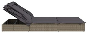 vidaXL Ξαπλώστρα 2 Ατόμων Πτυσ. Οροφή Γκρι 213x118x97 εκ. Συνθ. Ρατάν