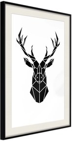 Αφίσα - Geometric Stag - 20x30 - Μαύρο - Με πασπαρτού