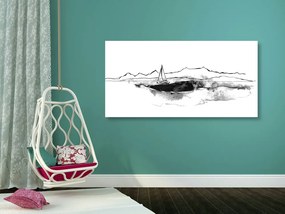 Εικόνα ενός γιοτ στη θάλασσα σε ασπρόμαυρο - 120x60