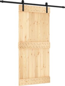vidaXL Συρόμενη Πόρτα Φυσικό και Μαύρο 95 x 210 cm