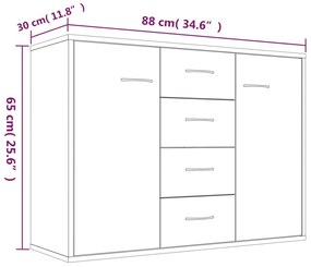 vidaXL Ντουλάπι Καφέ Δρυς 88 x 30 x 65 εκ. από Επεξεργασμένο Ξύλο