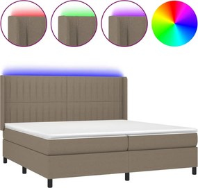 vidaXL Κρεβάτι Boxspring με Στρώμα &amp; LED Taupe 200x200 εκ. Υφασμάτινο