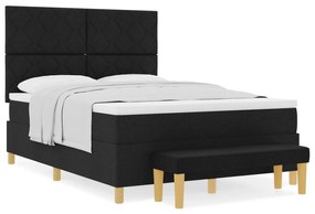 vidaXL Κρεβάτι με Στρώμα και Πάγκο Μαύρο 140x200 cm Ύφασμα