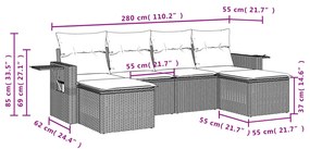 vidaXL Καναπές Κήπου 6 Τεμαχίων Μαύρο από Συνθετικό Ρατάν με Μαξιλάρια