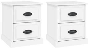 vidaXL Κομοδίνα 2 τεμ. Λευκά 39 x 39 x 47,5 εκ. από Επεξεργασμένο Ξύλο