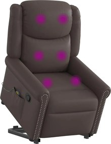 vidaXL Μόνιμη πολυθρόνα μασάζ Shiny Brown Faux Leather