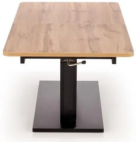 Πολυμορφικό τραπέζι σαλονιού Houston 1253, Μαύρο, Wotan δρυς, 56x70x126cm, 48 kg, Πλαστικοποιημένη μοριοσανίδα, Γωνιακό | Epipla1.gr