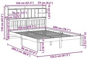 ΚΡΕΒΑΤΙ ΒΙΒΛΙΟΘΗΚΗ ΧΩΡΙΣ ΣΤΡΩΜΑ 150X200 ΕΚ ΜΑΣΙΦ ΞΥΛΟ ΠΕΥΚΟΥ 3322344