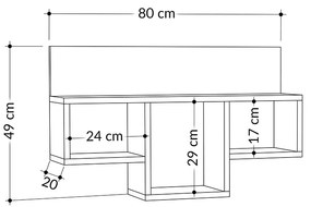 Ραφιέρα τοίχου Tran Megapap μελαμίνης χρώμα λευκό 80x20x49εκ.