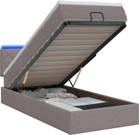 vidaXL Κρεβάτι Ottoman με Στρώμα και LED Taupe 80 x 200 cm Ύφασμα