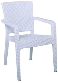 LORA Πολυθρόνα Κήπου Στοιβαζόμενη, PP (Rattan Look) Απόχρωση Άσπρο 57x57x87cm Ε303,2