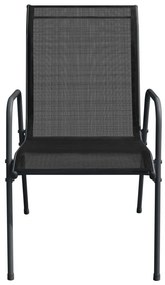Καρέκλες Κήπου 6 τεμ. Μαύρες από Ατσάλι / Textilene - Μαύρο