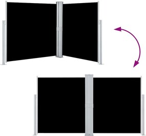 vidaXL Σκίαστρο Πλαϊνό Συρόμενο Μαύρο 140 x 600 εκ.