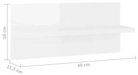 Ραφιέρες Τοίχου 4 τεμ. Γυαλιστερό Λευκό 40 x 11,5 x 18 εκ. - Λευκό