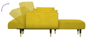 vidaXL Καναπές Κρεβάτι Γωνιακός Κίτρινος 275 x 140 x 70 εκ. Βελούδινος