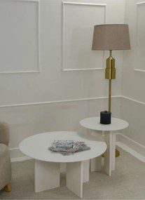Σετ 2 τραπεζάκια σαλονιού μοντέρνα στρογγυλά από MDF Μπεζ 80x80 cm