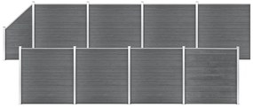 vidaXL Πάνελ Περίφραξης 8 Τετράγωνα + 1 Κεκλιμένο Γκρι 1484x186 εκ WPC