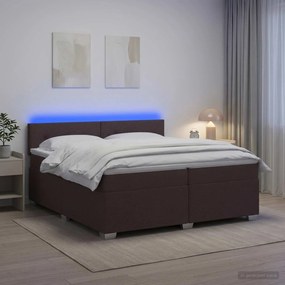 vidaXL Κρεβάτι Box Spring με Στρώμα και LED Σκούρο Καφέ 200 x 200 cm