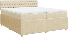 vidaXL Κρεβάτι Boxspring με Στρώμα Κρεμ 200x200 εκ. Υφασμάτινο