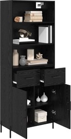 vidaXL Highboard Μαύρη δρυς 69,5 x 34 x 180 εκ. Επεξεργασμένο ξύλο